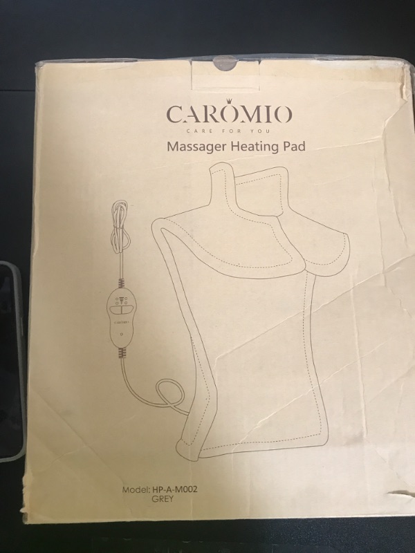 Photo 1 of CAROMIO Massaging Heating Pad for Back Pain Relief, Neck and Shoulders Electric Heating Pads Large Size, Full Body Back Heat Pad with Auto Shut Off, 3 Heating Levels & 3 Massage Modes (Grey, 35"x24")
