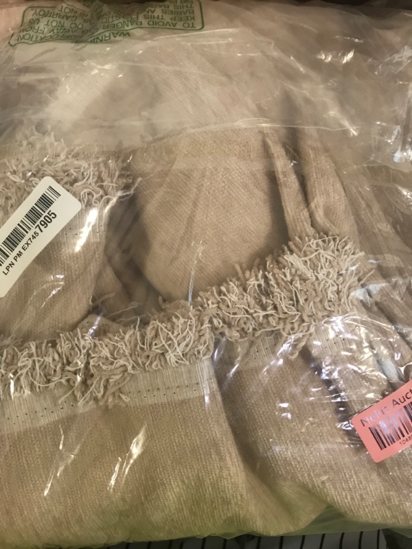 Photo 1 of MYSKY HOME Khaki Sectional Sofa Covers Chenille Couch Cover for Dogs Solid Sofa Cover for 3 Cushion Couch Washable Couch Covers with Tassel Edge L Shape Sofa Throw Large Sofa Slipcover, 91" X134"