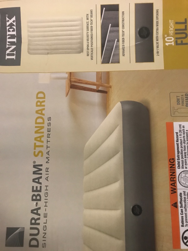 Photo 1 of Intex 64102E Dura-Beam Standard Single-High Air Mattress: Fiber-Tech – Full Size – 10in Bed Height – 600lb Weight Capacity – Pump Sold Separately