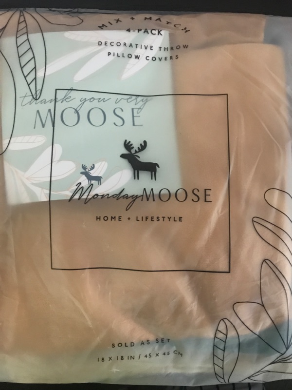 Photo 1 of MONDAY MOOSE Decorative Throw Pillow Covers Cushion Cases, Set of 4 Soft Velvet Modern Designs, Mix and Match for Home Decor, Pillow Inserts Not Included (18x18 inch, Orange/Teal)