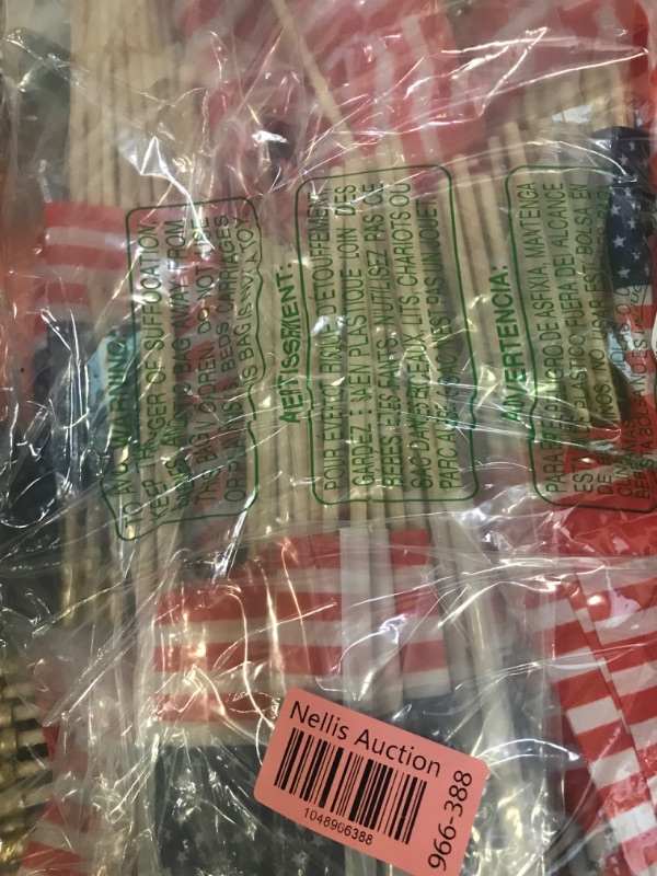 Photo 1 of BlissfulTie 300pcs Small American Flags on Stick, Handheld 4 x 6 Inchs Mini American Flags with Kid-Safe Golden Spear Top, US Flags for 4th of July Decorations Outdoor, Independence Day Decorations