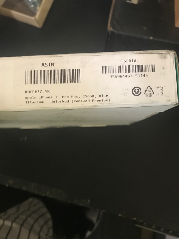 Photo 1 of Apple iPhone 15 Pro Max, 256GB, Blue Titanium - Unlocked (Renewed Premium)