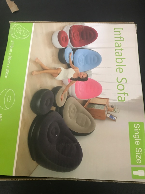 Photo 1 of Inflatable Lounge Chair for Adults, Folding Portable Lazy Sofa with Foot Stool Lazy Flocking Recliner Chair Air Couch Sofa for Indoor Outdoor Travel Camping?No Pump?