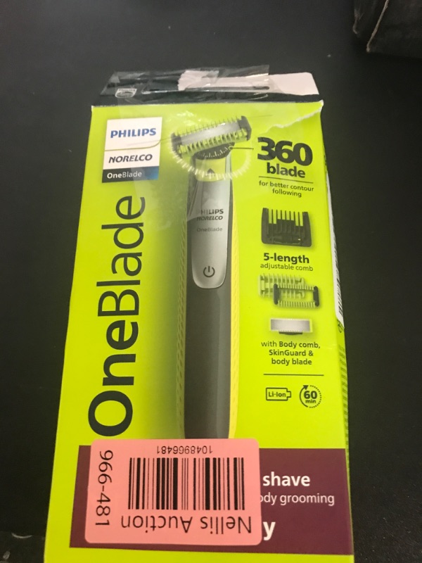 Photo 1 of Philips Norelco OneBlade 360 Hybrid Face + Body, Electric Beard Trimmer, Shaver and Body Groomer, with 360 Blade Technology, 1x 360 Blade for Face, 5in1 Adjustable Comb, 1x Body Kit, Model QP2834/70