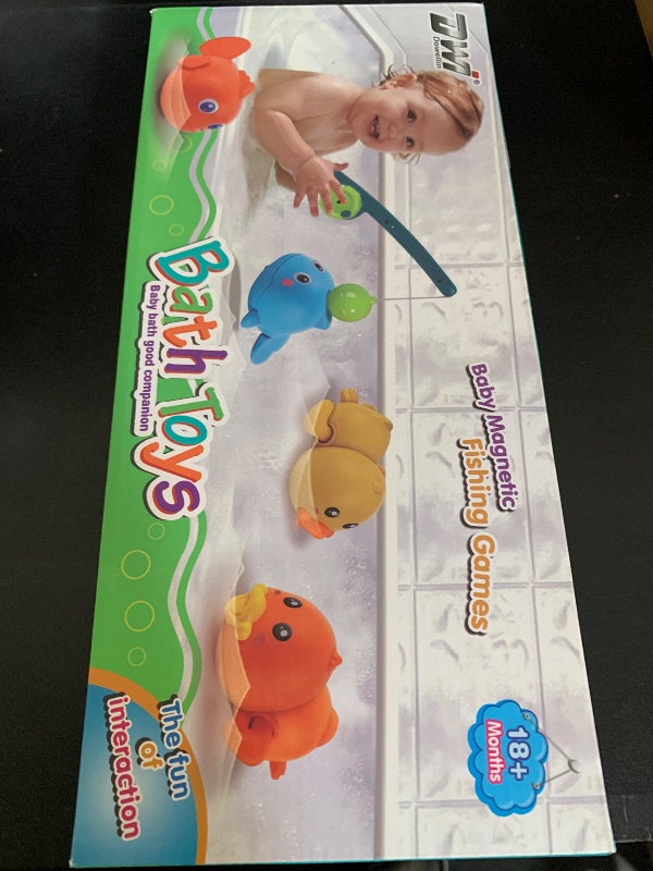 Photo 1 of Dwi Dowellin Bath Toys for Toddlers, Magnetic Fishing Games Kids Bathtub Toys, Mold Free Wind-up Toys Swimming Fish Duck Whale Floating Water Toys for Kids Baby Infant
