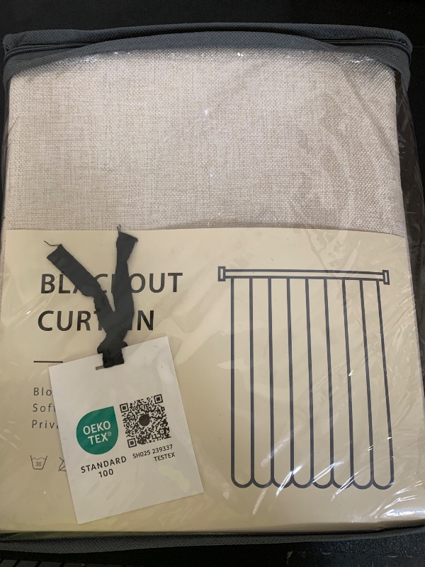 Photo 1 of 100% Blackout Shield Linen Blackout Curtains for Bedroom 108 Inches Long, Back Tab/Rod Pocket Living Room Drapes, Thermal Insulated Blackout Curtains 2 Panels Set, 50" W x 108" L,Cream