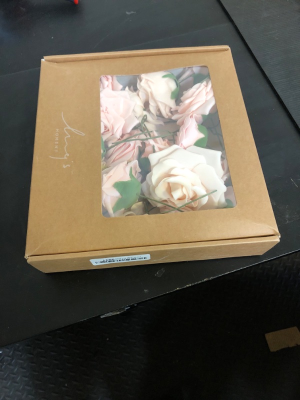 Photo 1 of Ling's Moment Artificial Flowers Fake Silk Roses Faux Foam Gardenia Combo for DIY Wedding Bouquets Centerpieces Arrangements Bridal Shower Party Home Decorations, Pale Pink, 23pcs