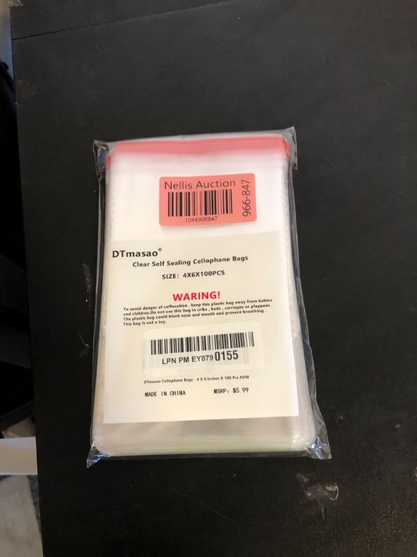 Photo 1 of DTmasao 4x6 Inches 100 Pcs Clear Self Sealing Cellophane Bags Cookie Bags Resealable Cellophane Bag for Packaging Cookies,Gifts,Favors, Products,Candy
