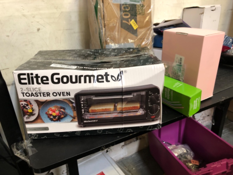 Photo 1 of Elite Gourmet ETO236 Personal Compact 2 Slice Countertop Toaster Oven with 15 Minute Timer & Adjustable Temperature, Bake, Broil, & Toast, Black