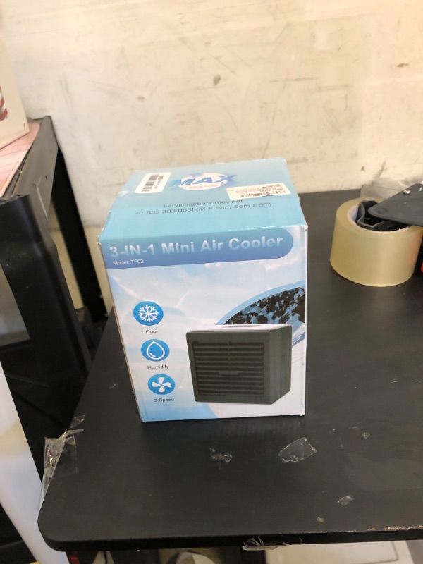Photo 1 of Portable Mini Air Conditioner,BIESQYA 3-in-1 Personal Small Ac Unit Cooler, 3 Speed USB Powered Desk Fan Swamp Evaporative Windowless Humidifier for Room Office Camping Car Black