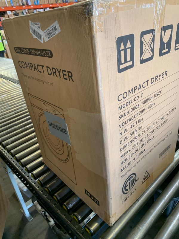 Photo 1 of Euhomy Compact Dryer 1.8 cu. ft. Portable Clothes Dryers with Exhaust Duct with Stainless Steel Liner Four Function Small Dryer Machine, Suitable for Apartments, Dorm, RVs, White
