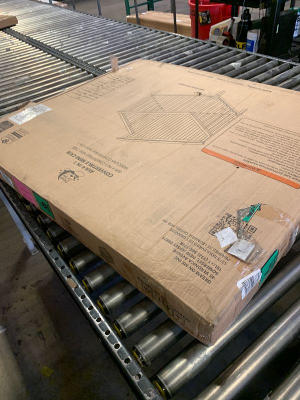 Photo 1 of Dream On Me Ava 4-in-1 Convertible Mini Crib in Blush Pink, Greenguard Gold Certified, Non-Toxic Finish, Comes with 1" Mattress Pad, with 3 Mattress Height Settings