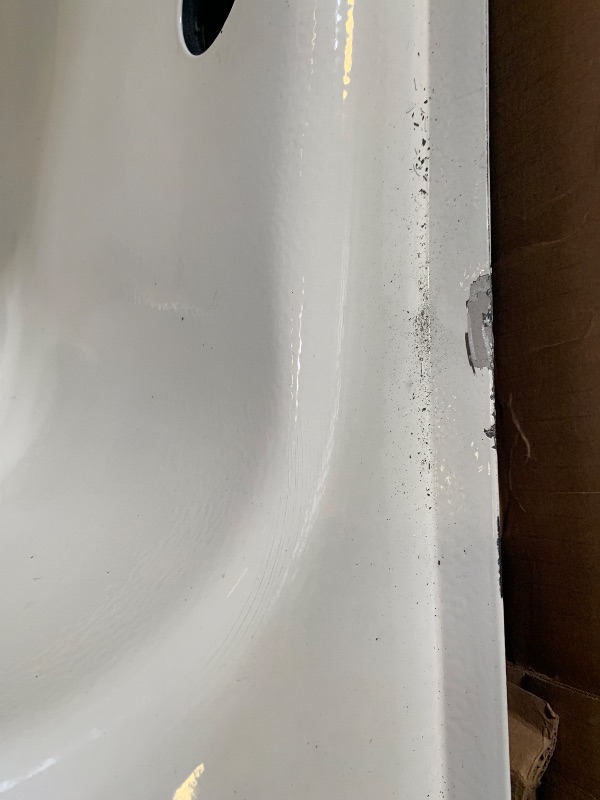 Photo 1 of * One Side Chipped and One Side Bent * --- American Standard 2460002.020 Cambridge Procelain-Enameled Steel 60-In X 32-In Alcove Bathtub with Left Hand Drain, 50-60 gal, White