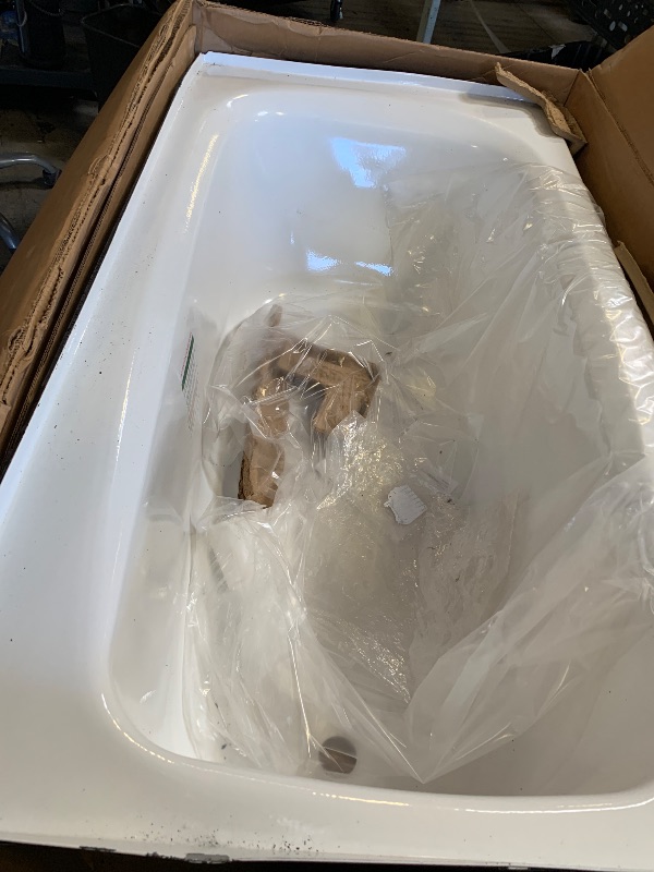 Photo 1 of * One Side Chipped and One Side Bent * --- American Standard 2460002.020 Cambridge Procelain-Enameled Steel 60-In X 32-In Alcove Bathtub with Left Hand Drain, 50-60 gal, White
