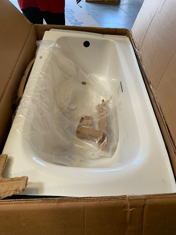 Photo 1 of * One Side Chipped and One Side Bent * --- American Standard 2460002.020 Cambridge Procelain-Enameled Steel 60-In X 32-In Alcove Bathtub with Left Hand Drain, 50-60 gal, White