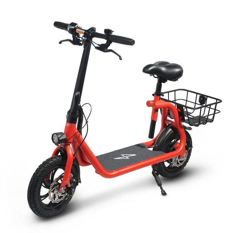 Photo 1 of Phantomgogo Commuter R1 - Electric Scooter for Adults - Foldable Scooter with Seat & Carry Basket - 450W Brushless Motor 36V - 15MPH 215lbs Max Load E Mopeds for Adults (Red)
