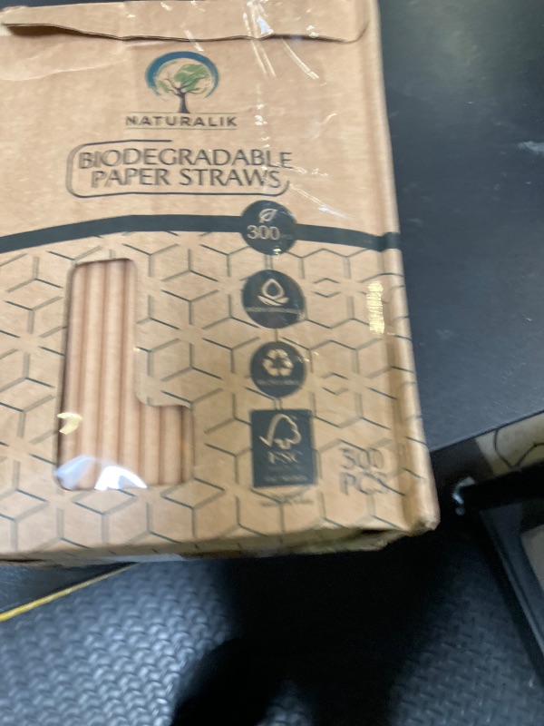 Photo 1 of Naturalik 300/1000-Pack Extra Durable Brown Paper Straws Biodegradable- Premium Toxin Free Paper Straws Bulk- Drinking Straws for Juices, Restaurants and Party supplies, 7.7" (Brown, 300ct)