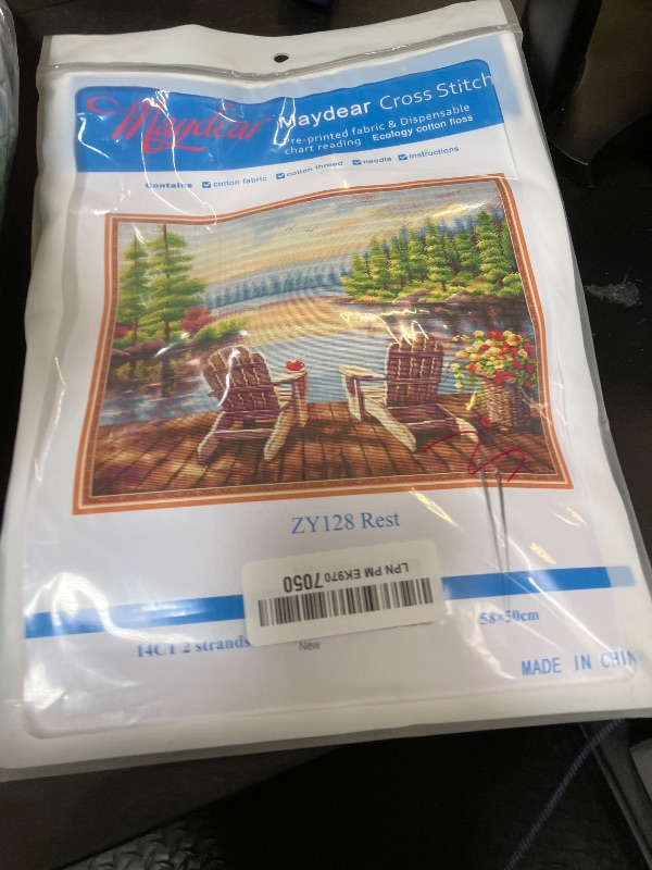 Photo 1 of Maydear Cross Stitch Kits Stamped Full Range of Embroidery Starter Kits for Beginners DIY 2 Strands 18.1×13.8(inch)(14CT, Landscape)