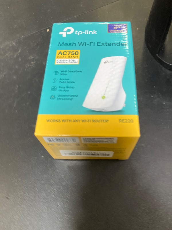 Photo 1 of TP-Link WiFi Extender with Ethernet Port, Dual Band 5GHz/2.4GHz , Up to 44% More Bandwidth than Single Band, Covers Up to 1200 Sq.ft and 30 Devices, Signal Booster Amplifier Supports OneMesh(RE220)