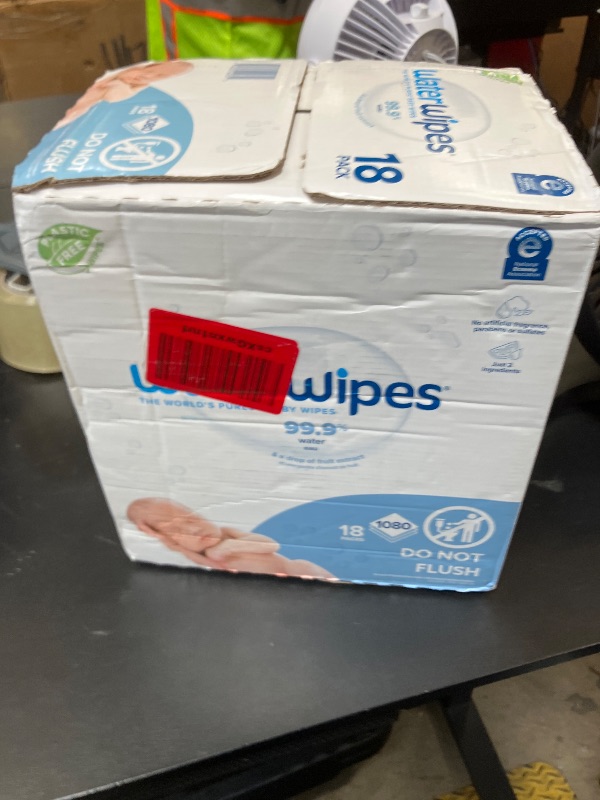 Photo 1 of WaterWipes Original Baby Wipes, 99.9% Water, 3-In-1 Cleans, Cares, Protects, Unscented & Hypoallergenic, 1080 Count (18 Packs), Packaging May Vary
