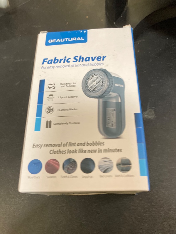 Photo 1 of BEAUTURAL Fabric Shaver and Lint Remover, Sweater Defuzzer with 2-Speeds, 2 Replaceable Stainless Steel Blades, Battery Operated, Remove Clothes Fuzz, Lint Balls, Pills, Bobbles Gray