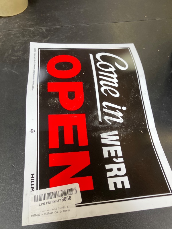 Photo 1 of Hillman 839916 Come In We're Open, Sorry We're Closed 2 Sided Reversible Sign, Black, Red and White Plastic, 8x12 Inches 1-Sign