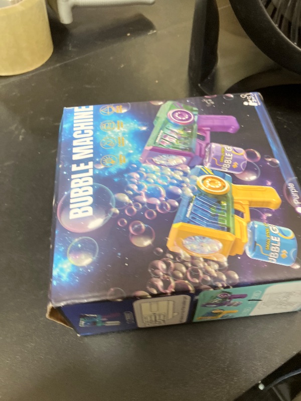 Photo 1 of Beria Bubble Gun with Bubble Solution - Transparent, Electric, Leak-Proof, Bubbles Machine with RGB Lights, Ideal Gift for Kids Ages 3-8 Birthday, Toys for 3 4 5 6 7 8 Years Old Boys Girls