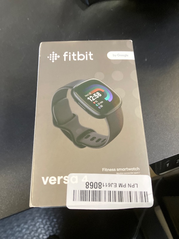 Photo 1 of Fitbit Versa 4 Fitness Smartwatch with Daily Readiness, GPS, 24/7 Heart Rate, 40+ Exercise Modes, Sleep Tracking and more, Black/Graphite, One Size (S & L Bands Included)