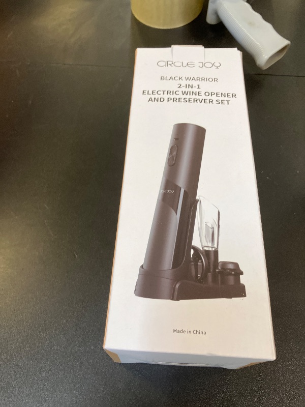 Photo 1 of CIRCLE JOY Rechargeable Wine Opener Electric Wine Bottle Opener 7-in-1 Wine Gift Set with Electric Vacuum Pump, Charging Station, Foil Cutter, Wine Aerator Pourer and 2 Wine Stoppers