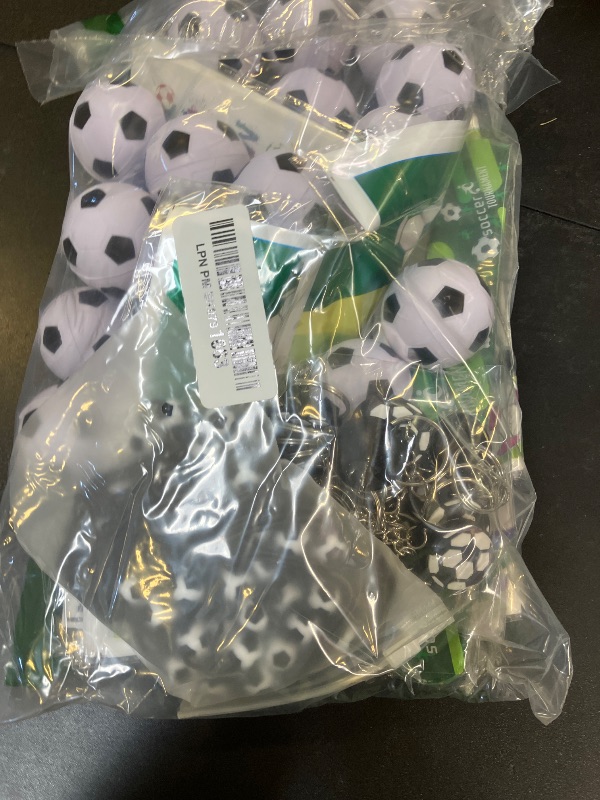 Photo 1 of 294 Pieces Soccer Party Favors Supplies Set Bulk Mini Soccer Ball Soccer Slap Bracelet Tattoo Sticker Keychain Adjustable Bracelet Goodie Bag Fillers for Sports Soccer Party Gifts Bags (Soccer)