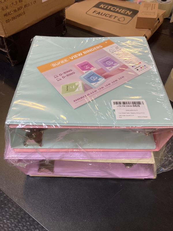 Photo 1 of SUNEE 3 Ring Binder 3 Inch 4 Pack, 3" Clear View Binder Three Ring PVC-Free (Fit 8.5x11 Inches) for School or Office Supplies, Assorted Pastel