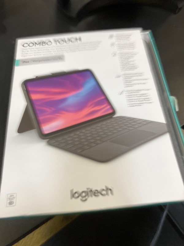 Photo 1 of Logitech Combo Touch iPad 10th Gen Case, Detachable Keyboard, Large Precision Trackpad, Backlit Keyboard, Smart Connector - Oxford Gray