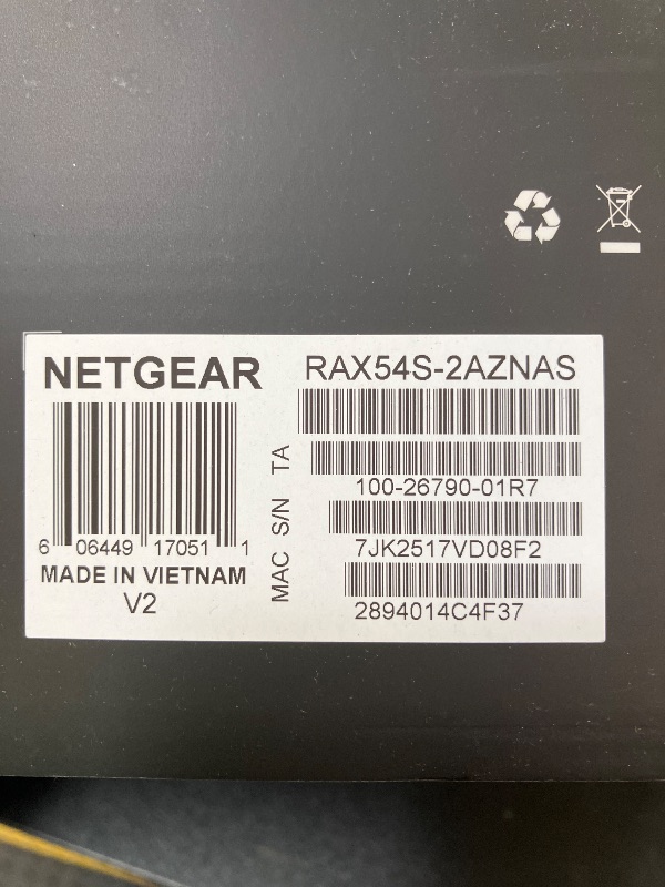 Photo 1 of NETGEAR Nighthawk 6-Stream Dual-Band WiFi 6 Router (RAX54S) – Security Features, AX5400 Wireless Speed, Up to 5.4 Gbps, Covers up to 2,500 sq. ft., 25 Devices - 1-Year Armor Subscription Included