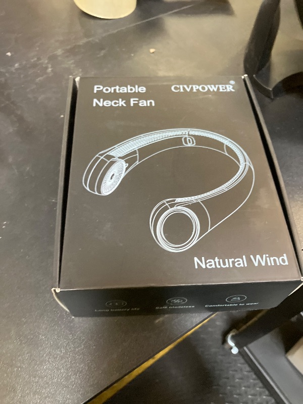Photo 1 of CIVPOWER Neck Fan: Portable Personal Neck Cooling Rechargeable Bladeless Fan - Hands Free 3 Speed 4000 mAh Battery USB Operated Wearable Headphone Design - for Men Women Outdoor Indoor (White)