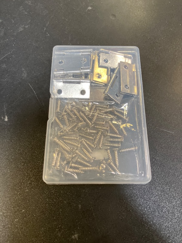 Photo 1 of 14 Sets Small Hinges with Screws, Stainless Steel Jewelry Box Hinges Silver, 1 in Mini Hinges for Wooden Box, Folding Butt Hinges, Miniature Hinges, Jewelry Box Hardware Hinges