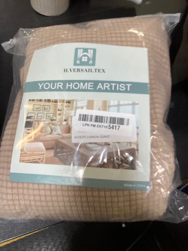 Photo 1 of H.VERSAILTEX Super Stretch Individual Seat Cushion/Couch Slipcover Sets Thick Jacquard Textured Twill Fabric (3 Piece Sofa Covers, Sand)