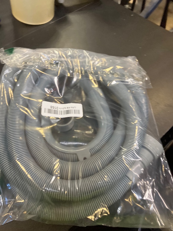 Photo 1 of Lyplus Gray 10ft Heavy-Duty Polypropylene Drain Hose with Clamp, Universal Fit for Washing Machine & Dryer, 1-1/2 Inch Outlet, Fits Whirlpool, LG, GE, Samsung, Maytag