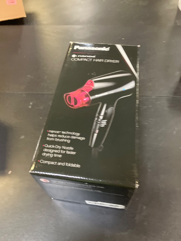 Photo 1 of Panasonic nanoe Compact Hair Dryer for Healthy-Looking Hair, 1400W Portable Hair Dryer with Folding Handling and QuickDry Nozzle for Fast Drying – EH-NA27-K (Black/Pink)