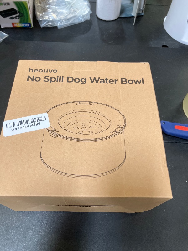 Photo 1 of Heouvo 1Gallon Large Dog Water Bowl No Spill, [Anti Digging Lid & Rubber Bottom] Spill Proof Dog Bowl, Anti Splash Mess Dripless Slow Drinking Stainless Steel Water for Sloppy Messy Drinkers Car