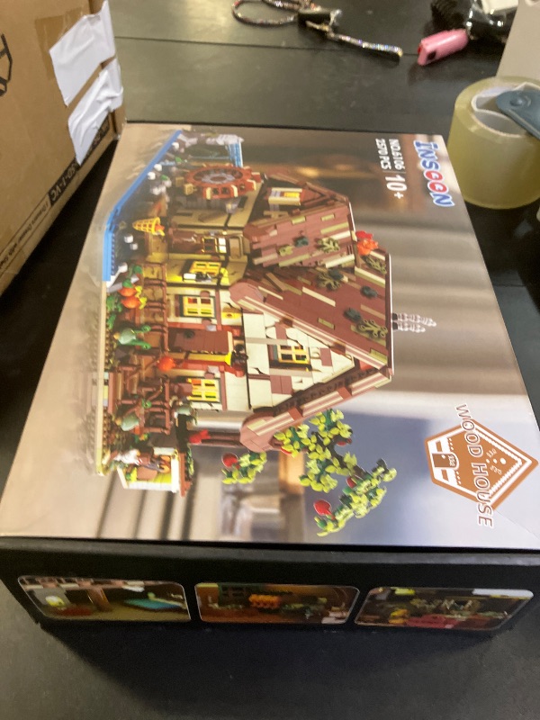 Photo 1 of INSOON Wood Cabin Building Set with LED Light, 2570 PCS Wooden Forest House Mini Building Block Toy with Waterwheel Pond Animals, Big House Construction Model for Adults Teens Kids Boys Girls 10-12+