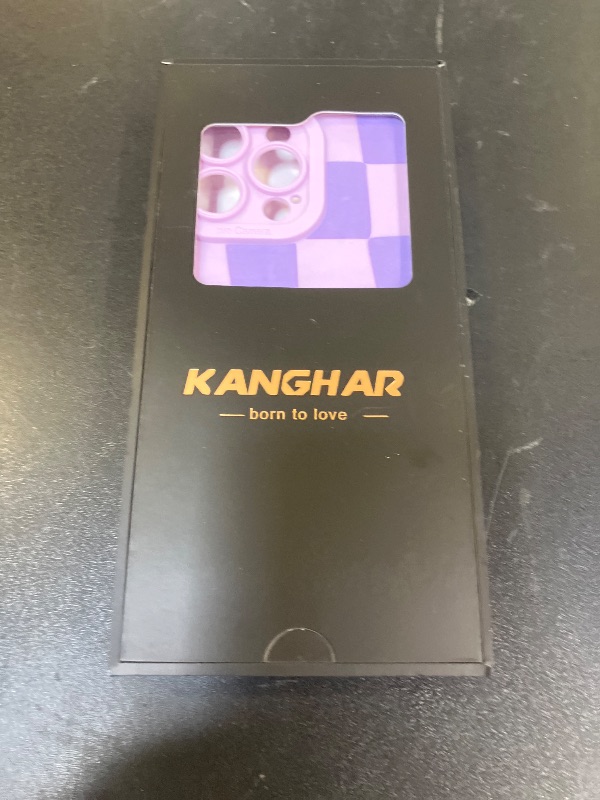 Photo 1 of KANGHAR Compatible with iPhone 14 Pro Max Case, Silicone Checkered Cute Pattern, Camera Protection Soft Slim Phone Case for Phone Case -Purple