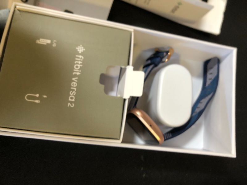 Photo 1 of Fitbit Versa 2 Special Edition Health and Fitness Smart Watch with Heart Rate, Music, Alexa Built-In, Sleep and Swim Tracking, Navy and Pink Woven/Copper Rose, One Size (S and L Bands Included), 2.3