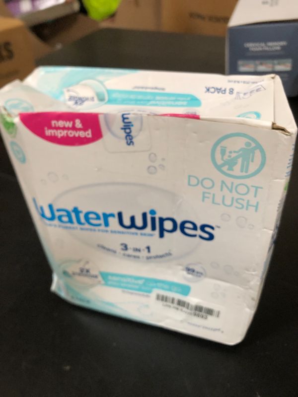 Photo 1 of WaterWipes On The Go Wipes, 99.9% Water-Based Wipes for Travel, Sports, and to Refresh Skin, Unscented & Hypoallergenic, 224 Count (8 Packs), Packaging May Vary