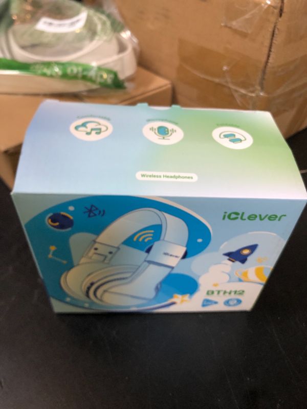 Photo 1 of iClever BTH12 Kids Bluetooth Headphones,Colorful LED Lights Kids Headphones Wireless,74/85dBA Safe Volume,85H Playtime,Fast Charging,Bluetooth 5.2,Over Ear,Built-in Mic for iPad/Tablet/Airplane,Blue