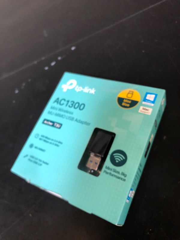 Photo 1 of TP-Link AC1300 USB WiFi Adapter(Archer T3U)- 2.4G/5G Dual Band Wireless Network Adapter for PC Desktop, MU-MIMO WiFi Dongle, USB 3.0, Supports Windows 11, 10, 8.1, 8, 7, XP/Mac OS X 10.9-10.14