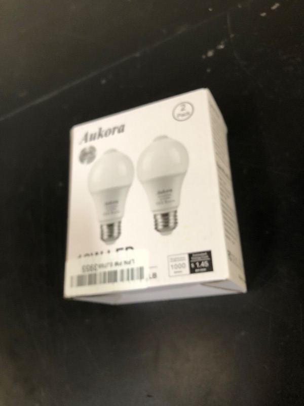 Photo 1 of Aukora Motion Sensor Light Bulbs, 12W (100-Watt Equivalent) E26 Motion Activated Dusk to Dawn Security Bulb Outdoor/Indoor for Front Door Porch Garage Basement Hallway Closet(Cold White 2 Pack)