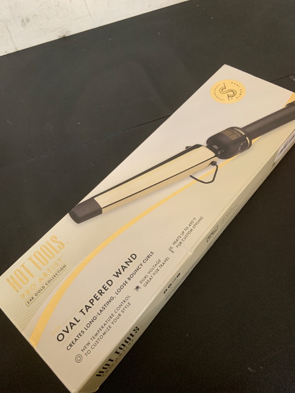 Photo 1 of HOT TOOLS 24K Gold Extended Barrel Oval Tapered Curling Wand for Bouncy Curls | No Clamp for Quick and Easy Styling, Fan-Favorite 24K Gold Technology for Long-Lasting Results