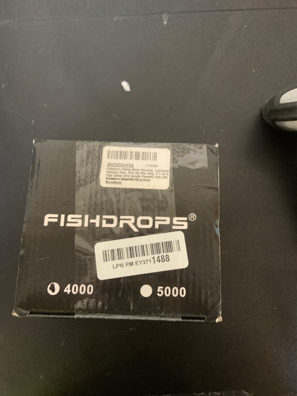 Photo 1 of Fishdrops Fishing Reels Lightweight Spinning Reel, 15.5 LBs Max Drag, 5.1:1/5.5:1 High Speed Ultra Smooth Powerful with CNC Aluminum Spool Spinning Reels Freshwater(Black/Gold)