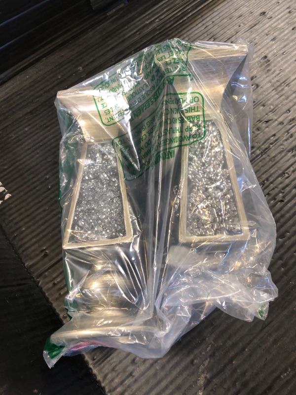 Photo 1 of Creative Scents Schonwerk Silver Pillar Candle Holder Set of 2 - Crackled Mosaic Design - Centerpiece Table Decoration - Coffee Table Decor - Decoration Centerpiece for Living/Dining Room - Best Gift