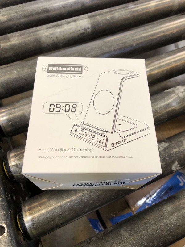 Photo 1 of Wireless Charging Station for iPhone 16 Pro Max, 3 in 1 Wireless Charger for Apple Multiple Devices, iPhone 15 Pro Max/14/13/12, Air Pods, Watch Stand for Apple Watch 10/Ultra 2/9/8/7/6/5, with Clock